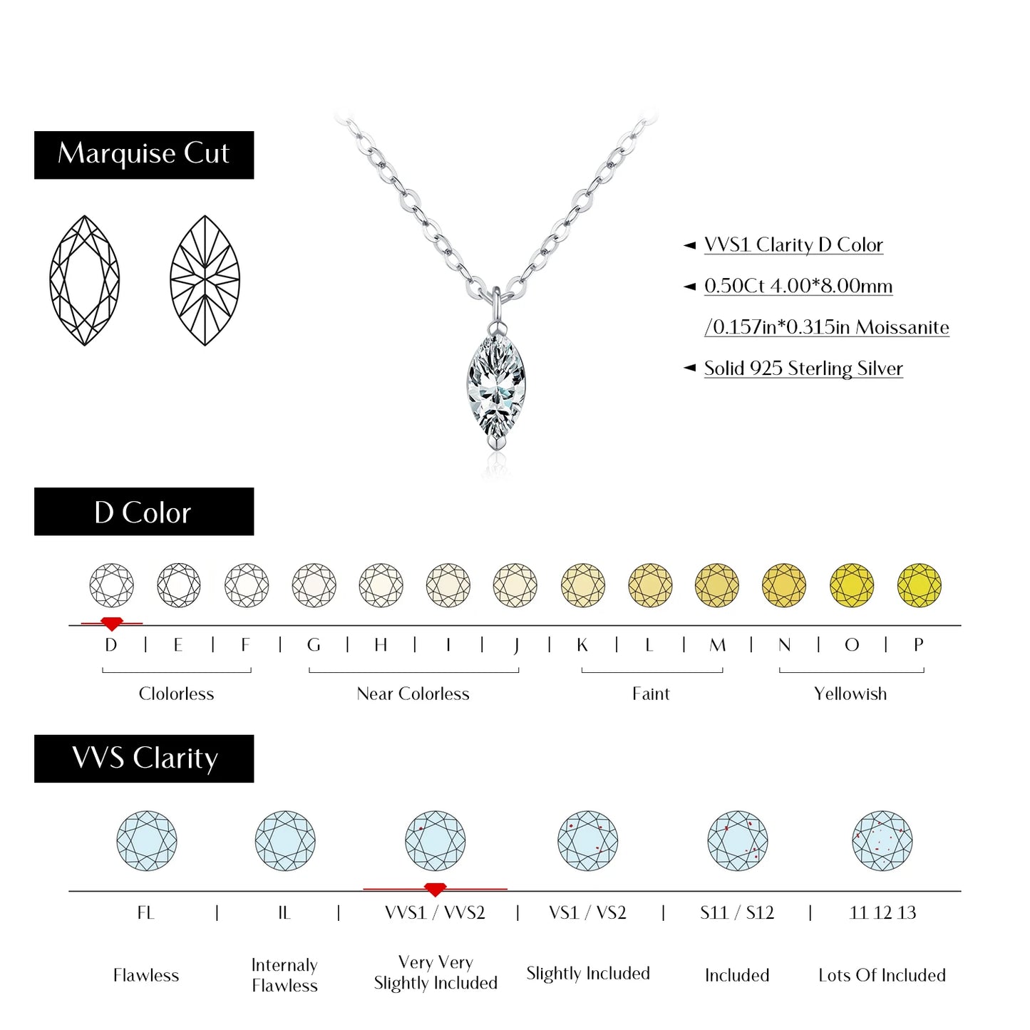 MODIAN D Color Rhombic Moissanite Necklaces 925 Sterling Silver Simple Link Chain Pendant Necklace For Women Fine Jewelry Gifts