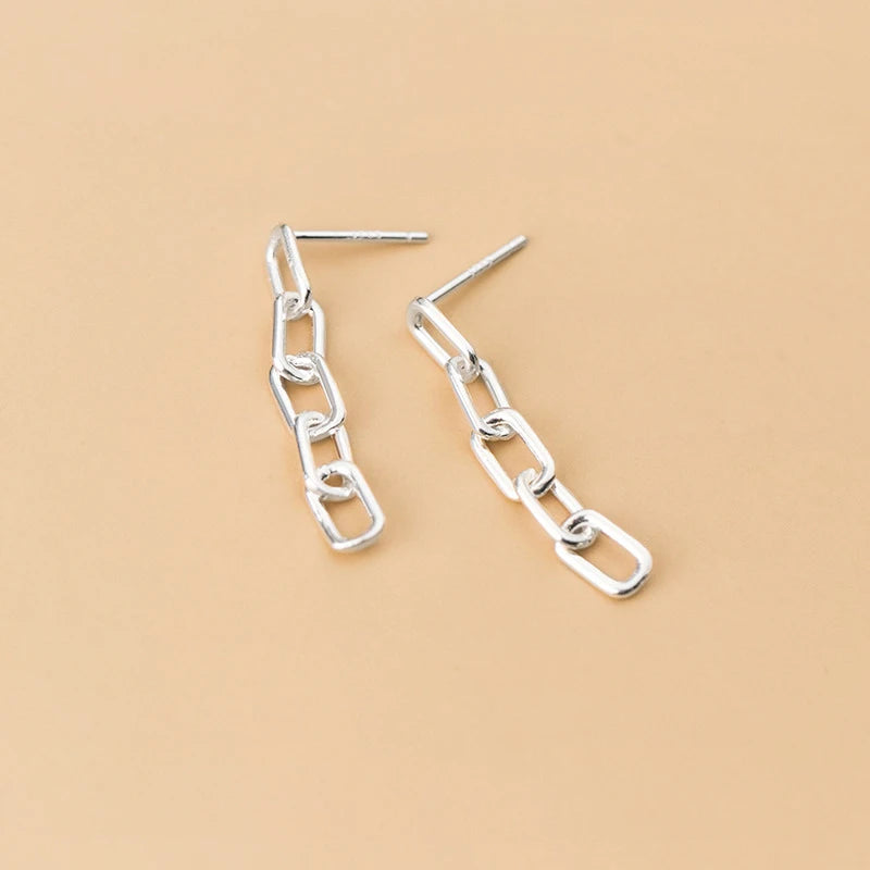 Pendiente colgante geométrico de plata de ley 925 auténtica con diseño simple de cadena entrelazada de Modian para mujer, joyería fina del año