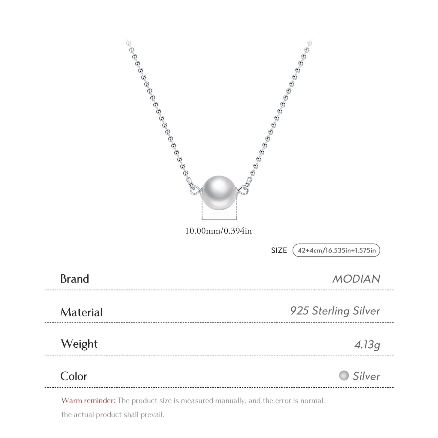 Collar elegante de perlas de cristal MODIAN de plata de ley 925, collares con colgantes de cuentas de moda, joyería fina, regalos para mujeres