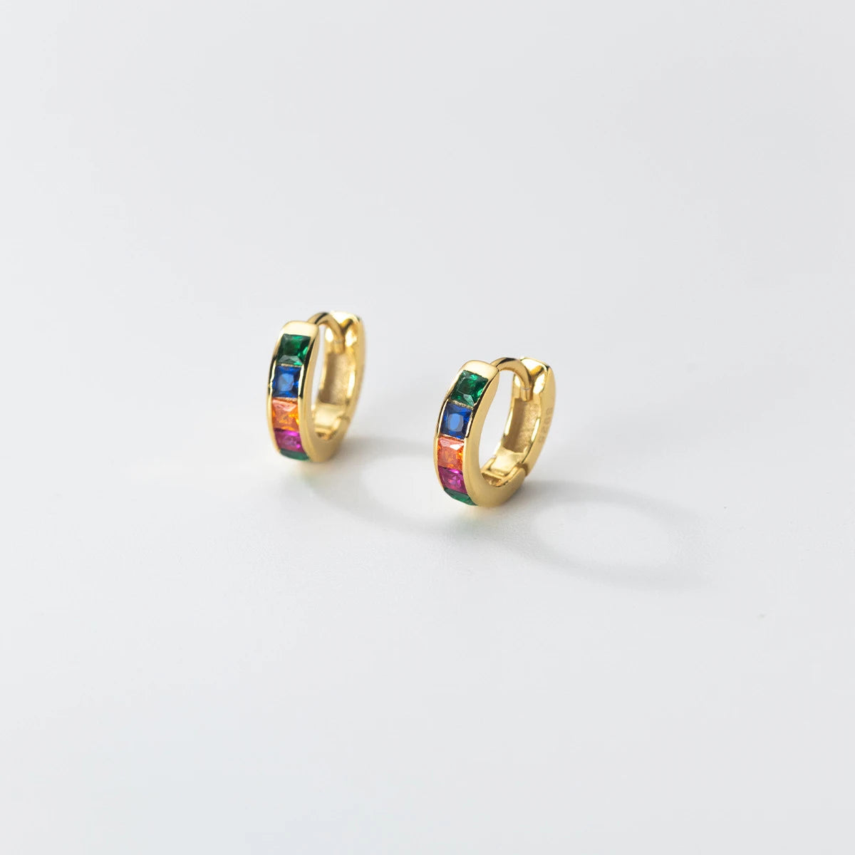 Pendientes Modian de plata de ley 925 con diseño de arcoíris para mujer, chapados en oro de 14 quilates, preciosos pendientes de plata auténtica, joyería fina.