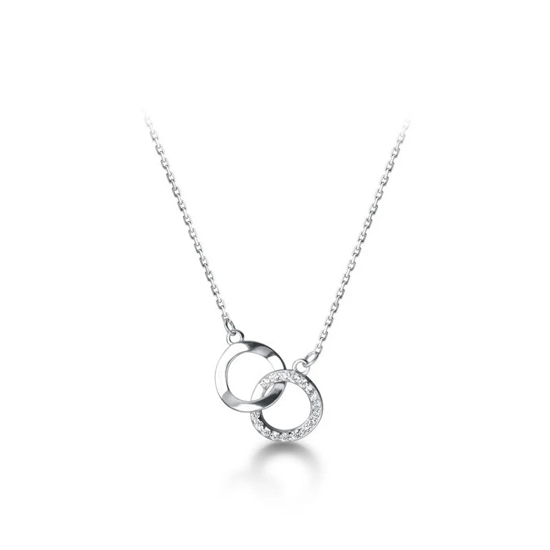 Colgante Modian Simple Vintage de circonita cúbica transparente con forma geométrica redonda entrelazada en plata de ley 925 para mujer, cadena de eslabones, collar, joyería fina