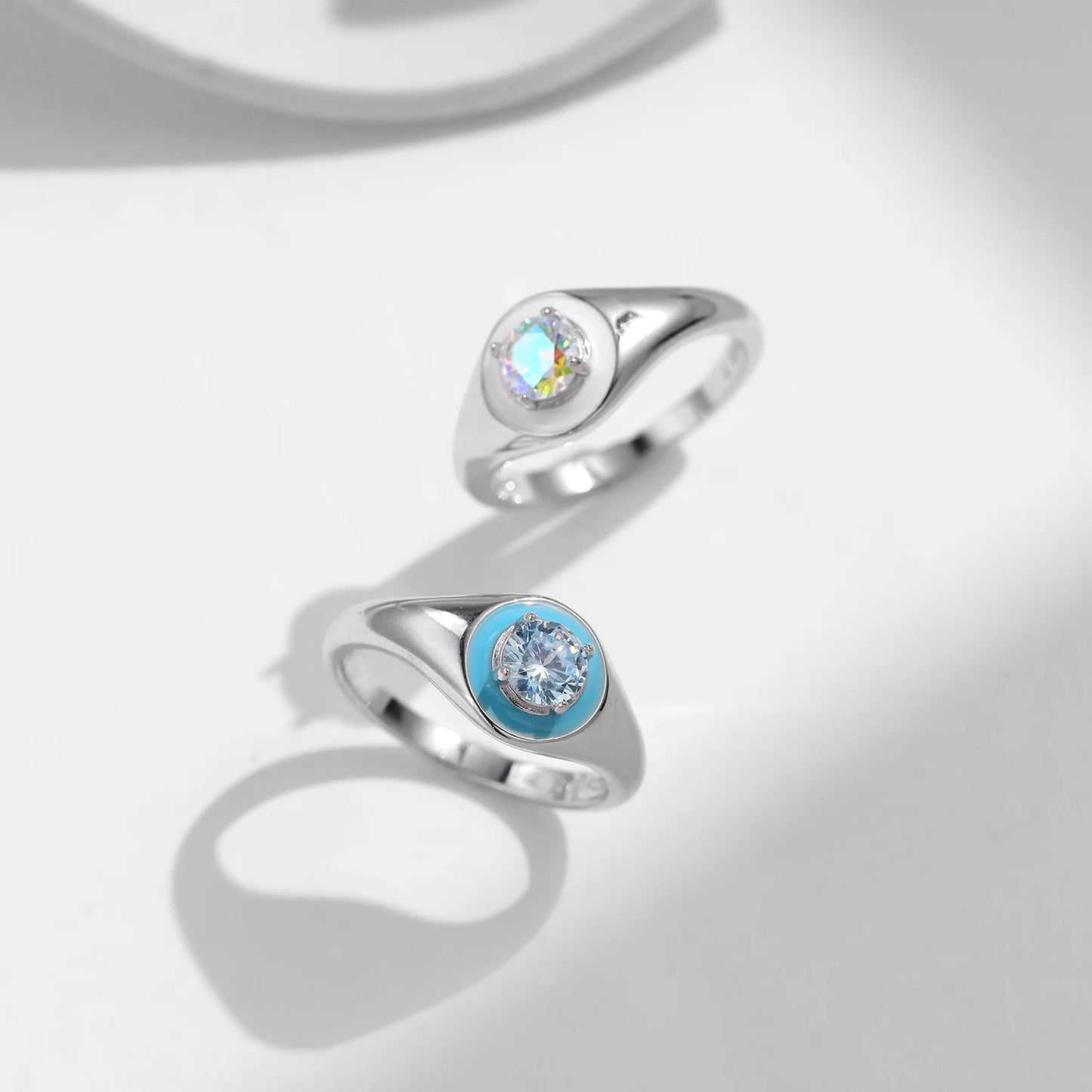 Anillo de sello MODIAN de plata de ley 925 con circonitas esmaltadas de colores para mujer, accesorios diarios, joyería fina