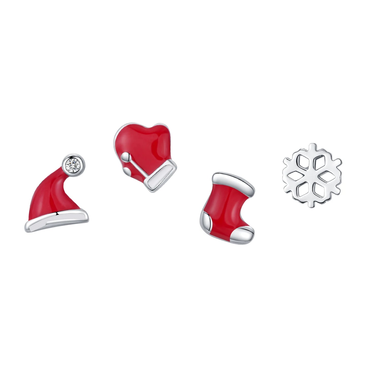 MODIAN 4PCS 925 Sterling Silver Cute Tiny Hat Glove Shoe Snowflake Earrings Set For Women Fine Jewelry Christmas Gifts