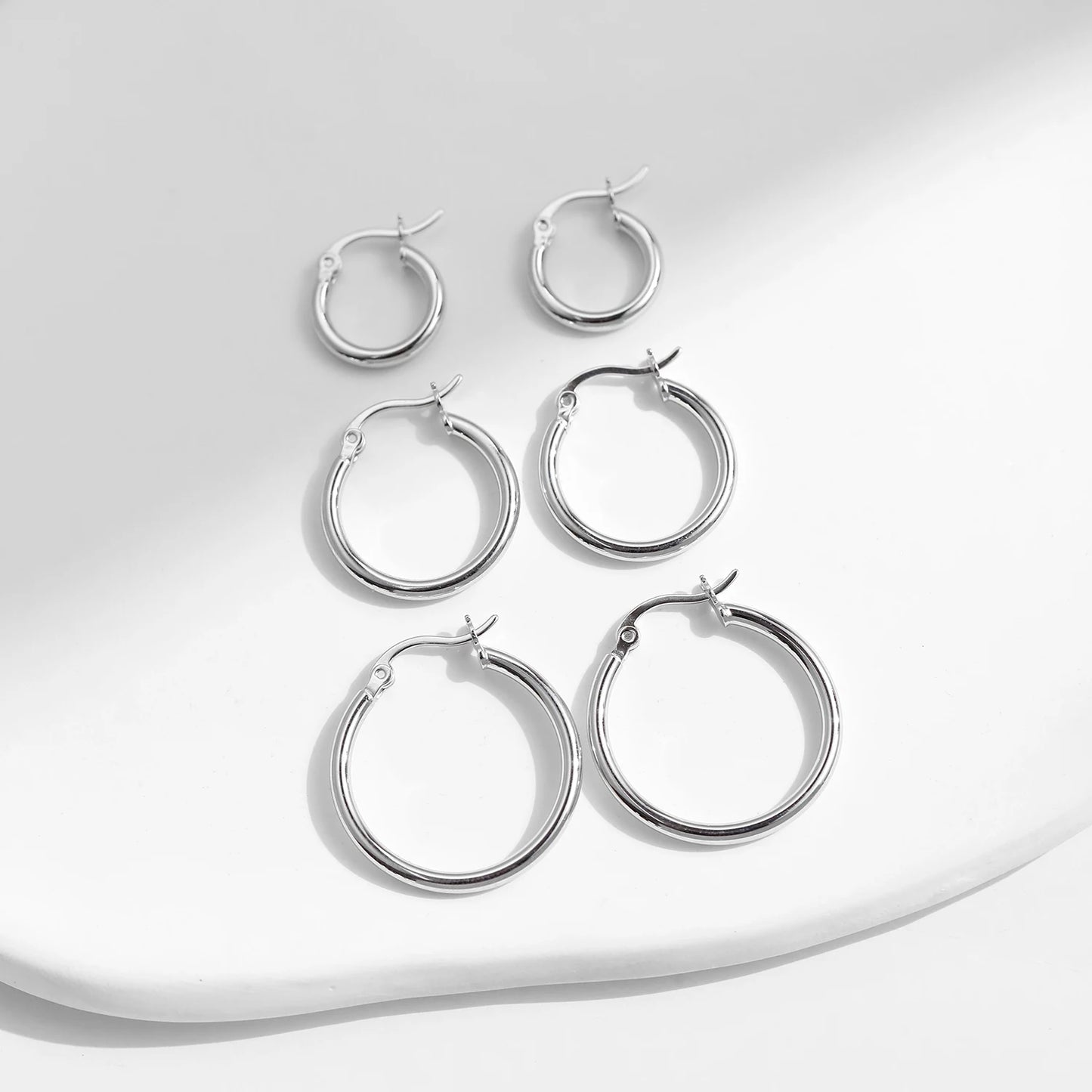 Pendientes de aro franceses clásicos y atrevidos de MODIAN en plata de ley 925, chapados en oro blanco de 18 quilates, joyería fina para mujer.