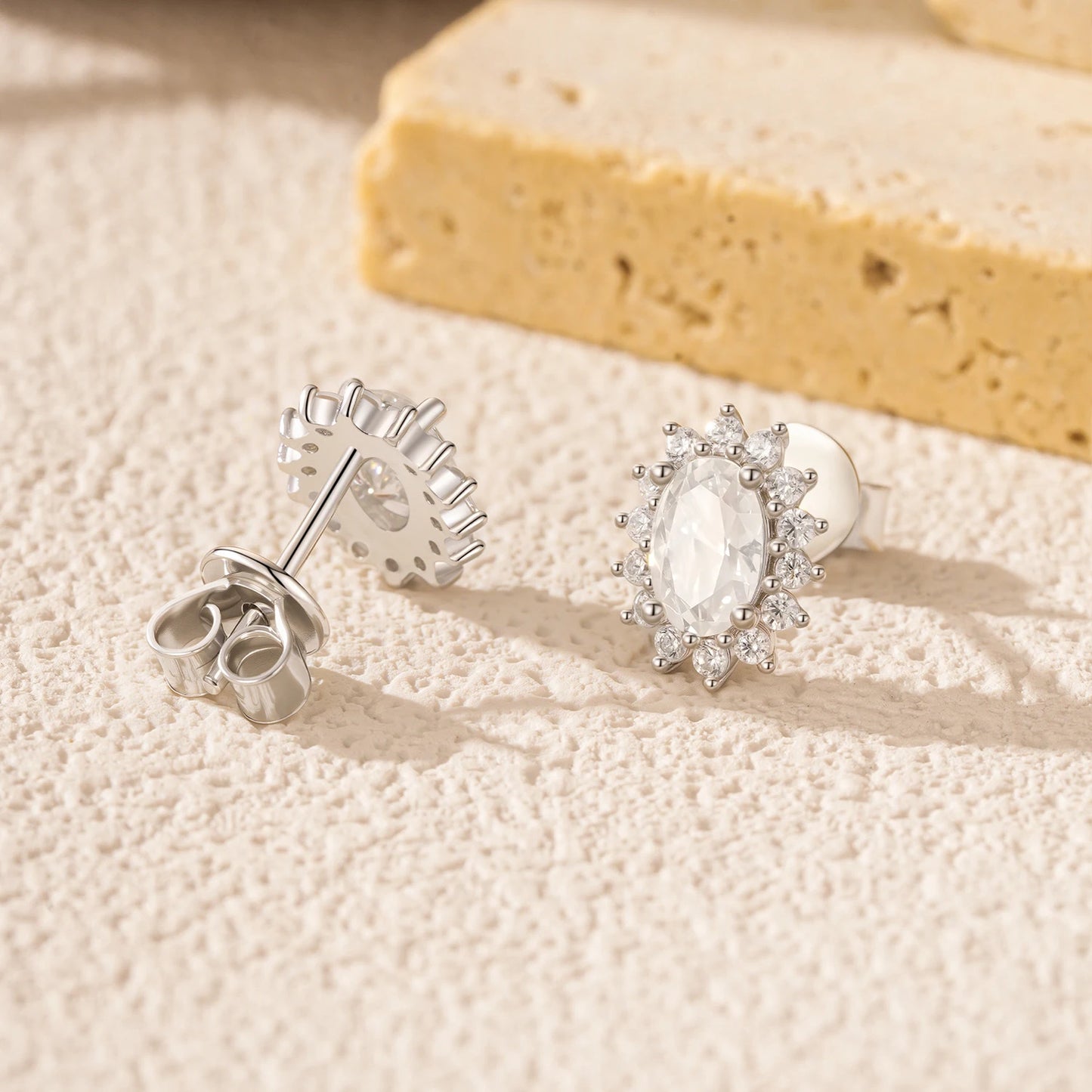 Pendientes MODIAN D Color Claridad VVS1 Moissanite Halo Plata de Ley 925 Pendientes Clásicos para Mujer Joyería de Novia de Lujo