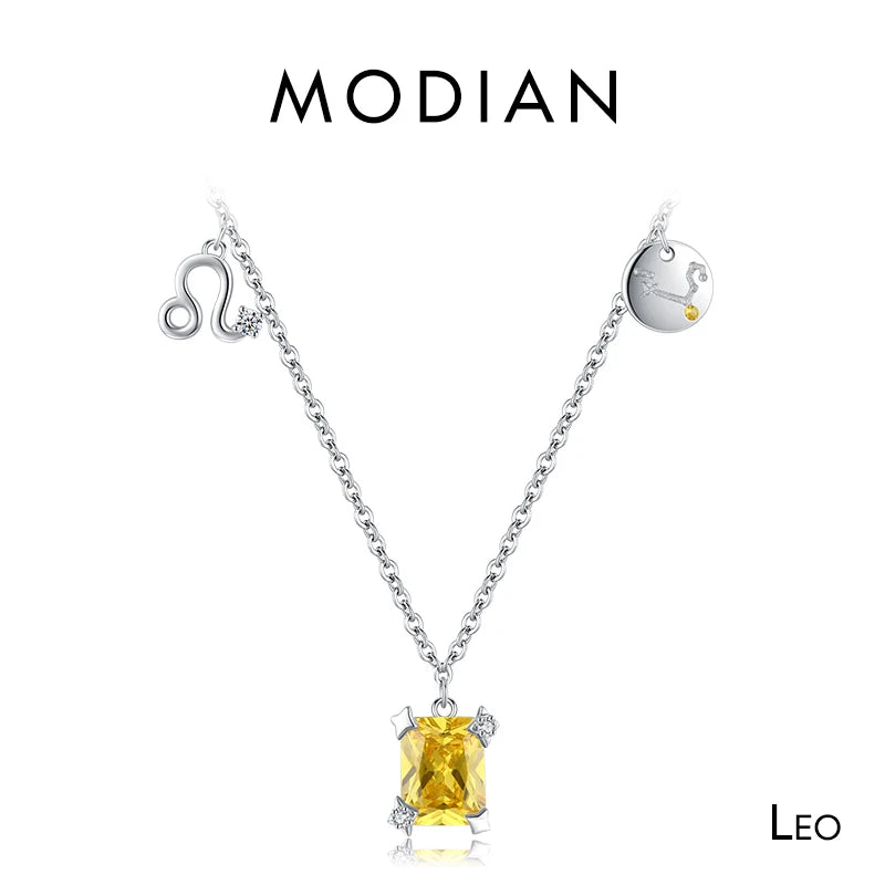 Collar con colgante Modian de plata de ley 925 con circonita arcoíris y piedra de nacimiento de Escorpio, símbolo del signo del zodiaco, para mujer, joyería fina.