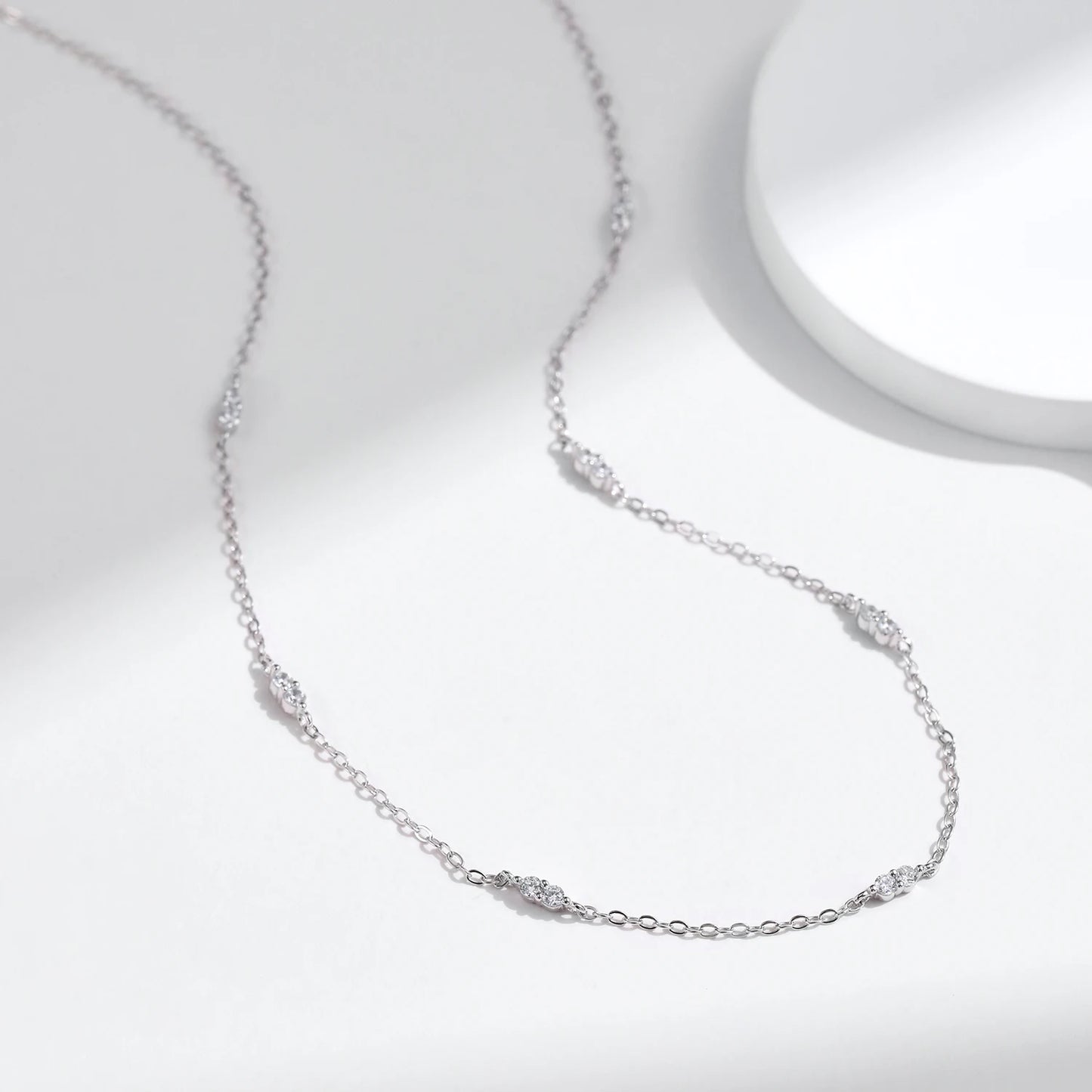 Gargantilla MODIAN de plata de ley 925 con circonitas cúbicas, chapada en oro blanco, joyería para mujer