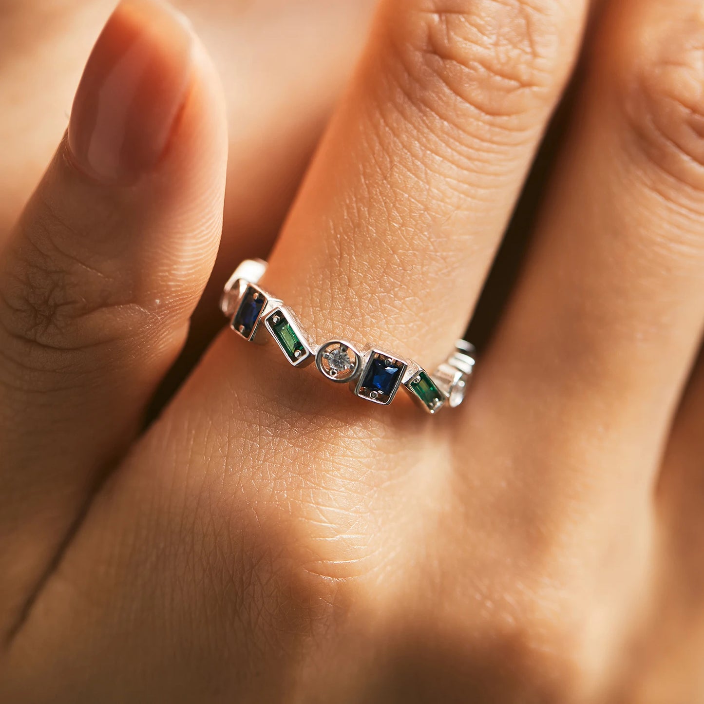 Anillo de dedo apilable de diseño irregular de plata esterlina 925 de MODIAN, anillos de fiesta de circonitas coloridas de moda para mujer, regalo de joyería