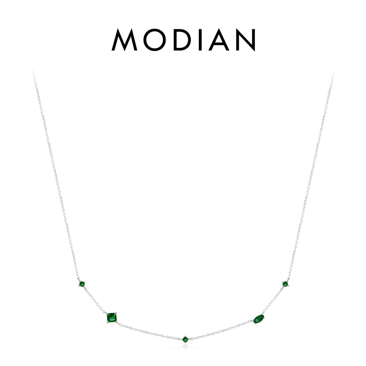 Collar con colgante de circonitas arcoíris de colores de plata esterlina 925 de MODIAN, cadena geométrica brillante para mujer, regalo de joyería de fiesta
