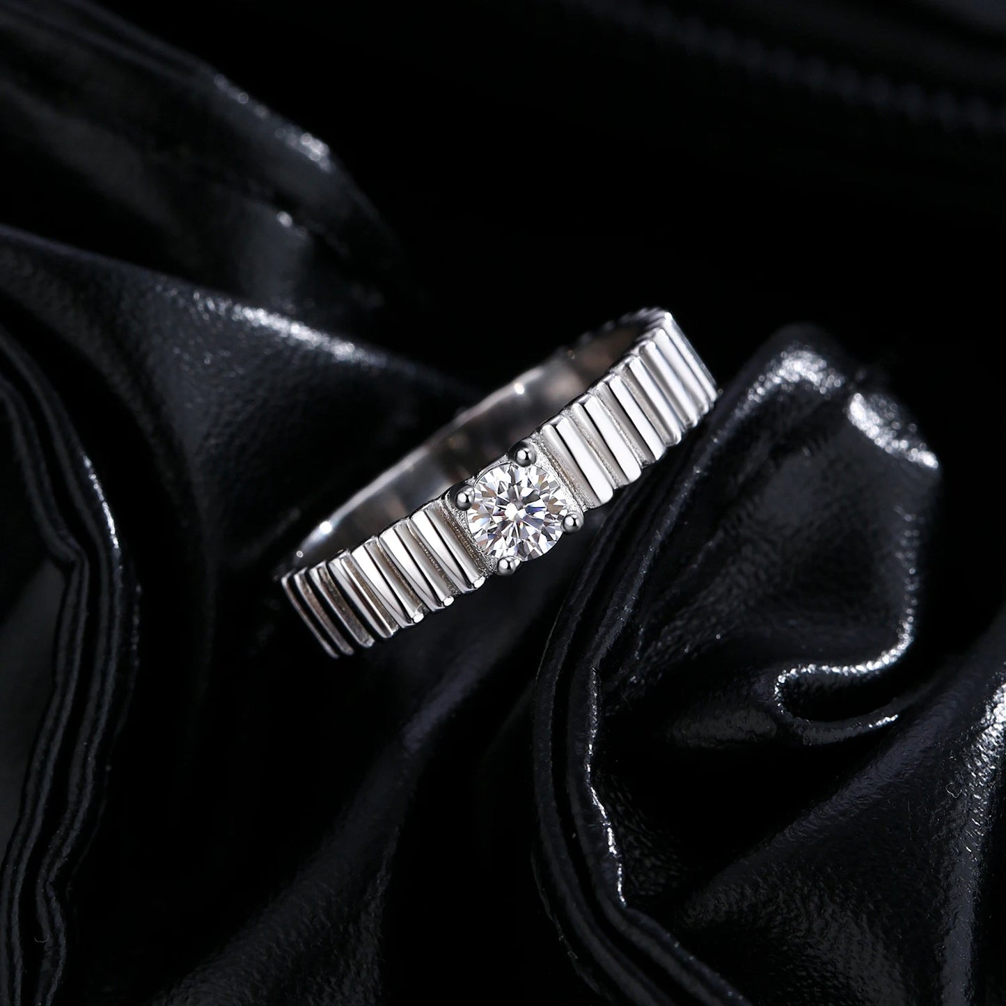 Anillo de moissanita MODIAN de color D en plata de ley 925, moderno, ancho, eterno, apilable, para mujer, joyería fina unisex.
