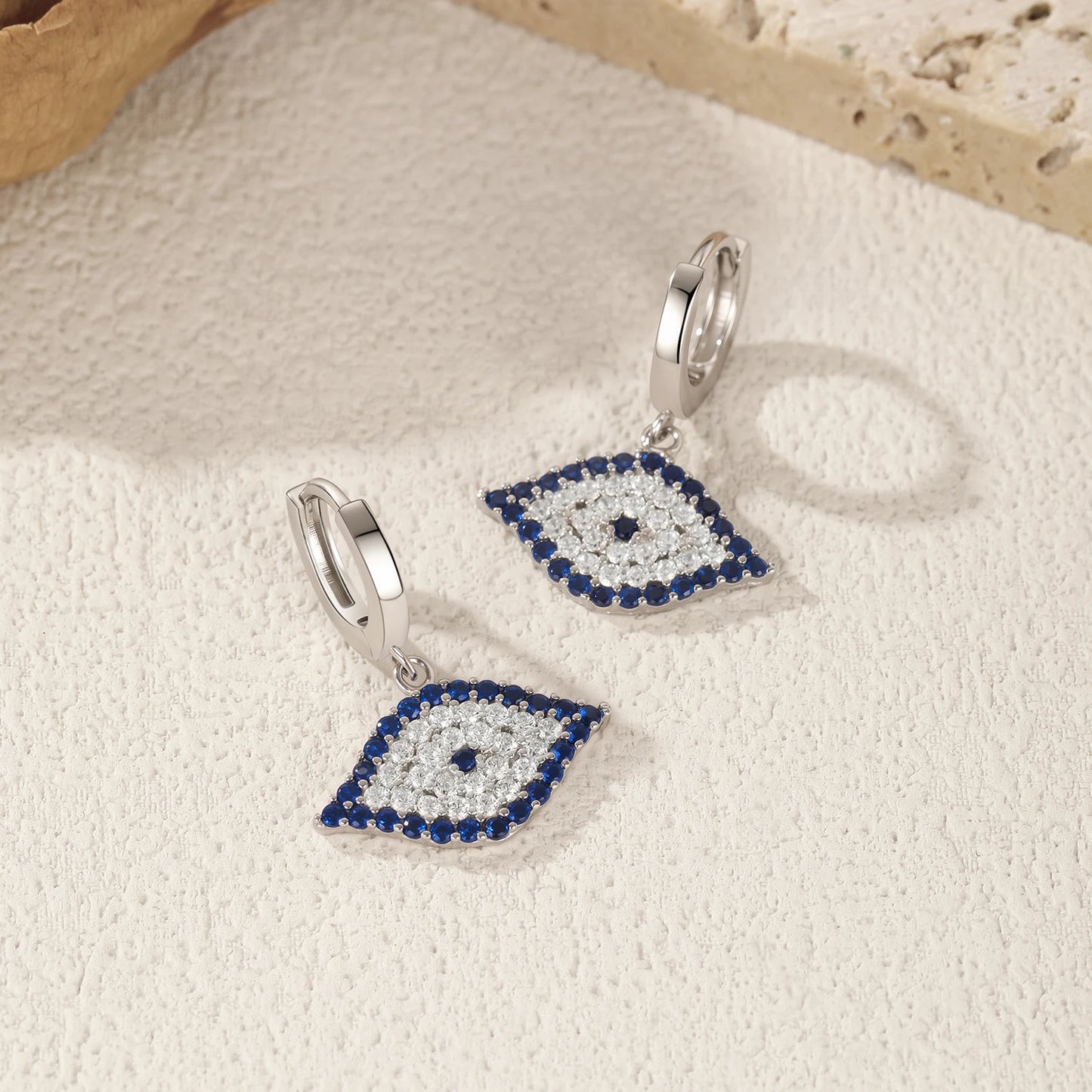 Pendientes de aro MODIAN de plata de ley 925 con circonitas azules de lujo, joyería fina y brillante para mujer, con hebilla para la oreja.