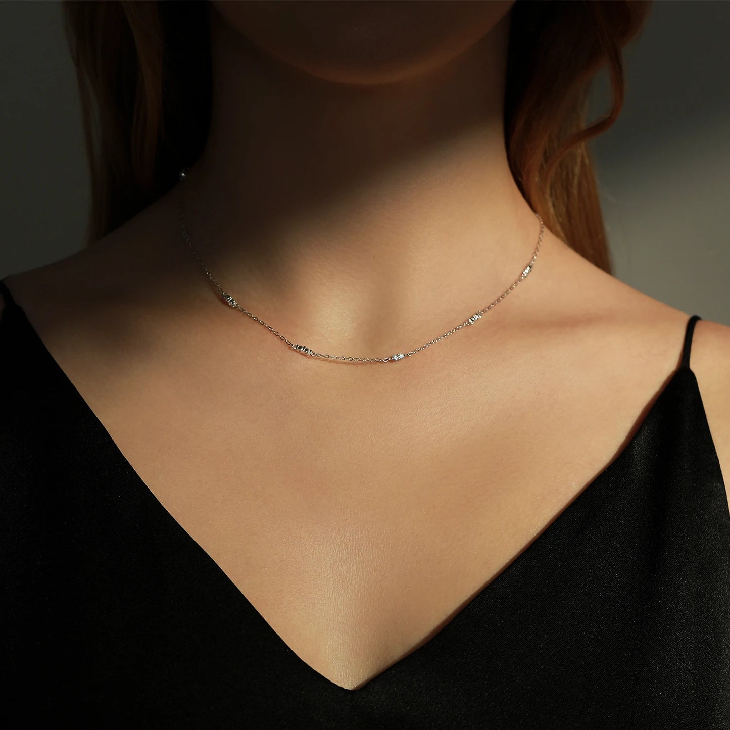 Gargantilla MODIAN de plata de ley 925 con circonitas cúbicas, chapada en oro blanco, joyería para mujer