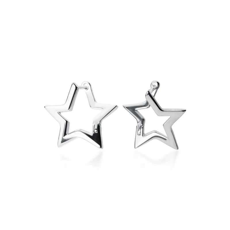 Pendientes de aro con forma de estrella irregular minimalistas de MODIAN para mujer, de plata de ley 925, antialérgicos, joyería fina, regalo para niña