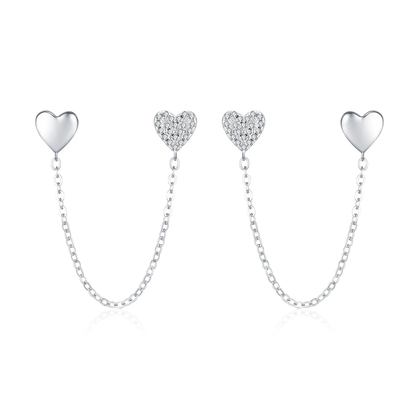 Pendientes MODIAN de plata de ley 925 con borlas y cadena larga, delicados pendientes de tuerca con forma de corazón y circonita cúbica para mujer, joyería fina apilable.