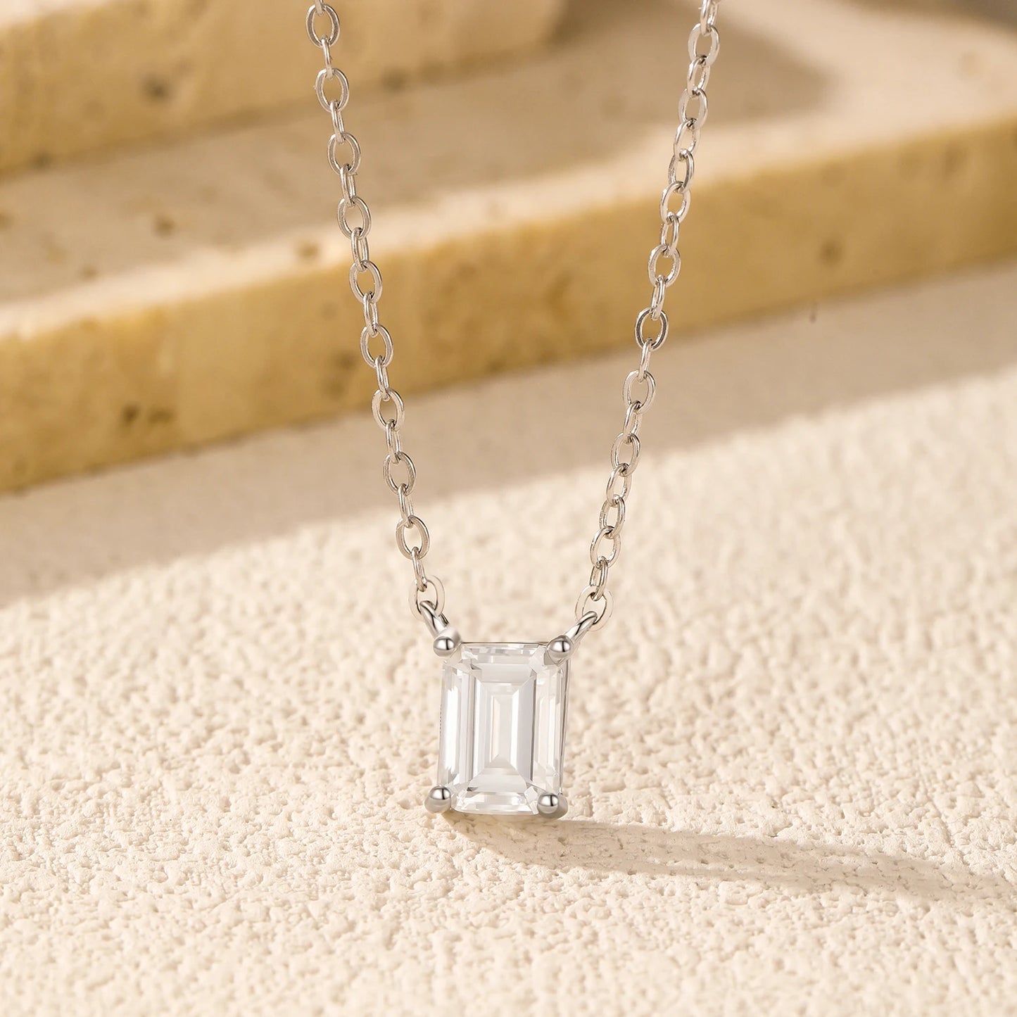 Collar MODIAN D con moissanita de corte rectangular en plata de ley 925, colgante clásico de lujo para mujer, joyería