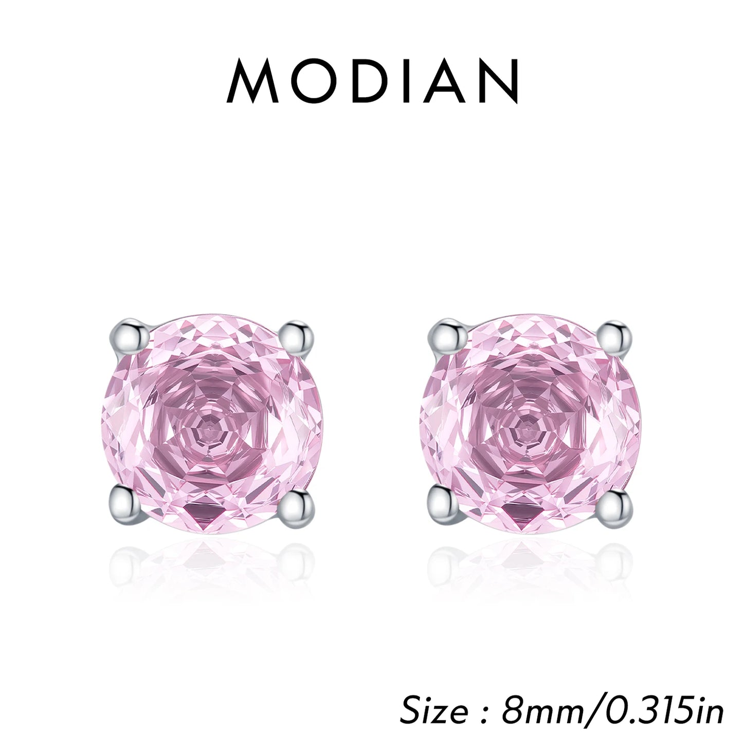 MODIAN 925 Sterling Silver Daily Wear Ear Stud Charming Light Pink Rose Cut Zircon Stud Earrings For Women Fine Jewelry