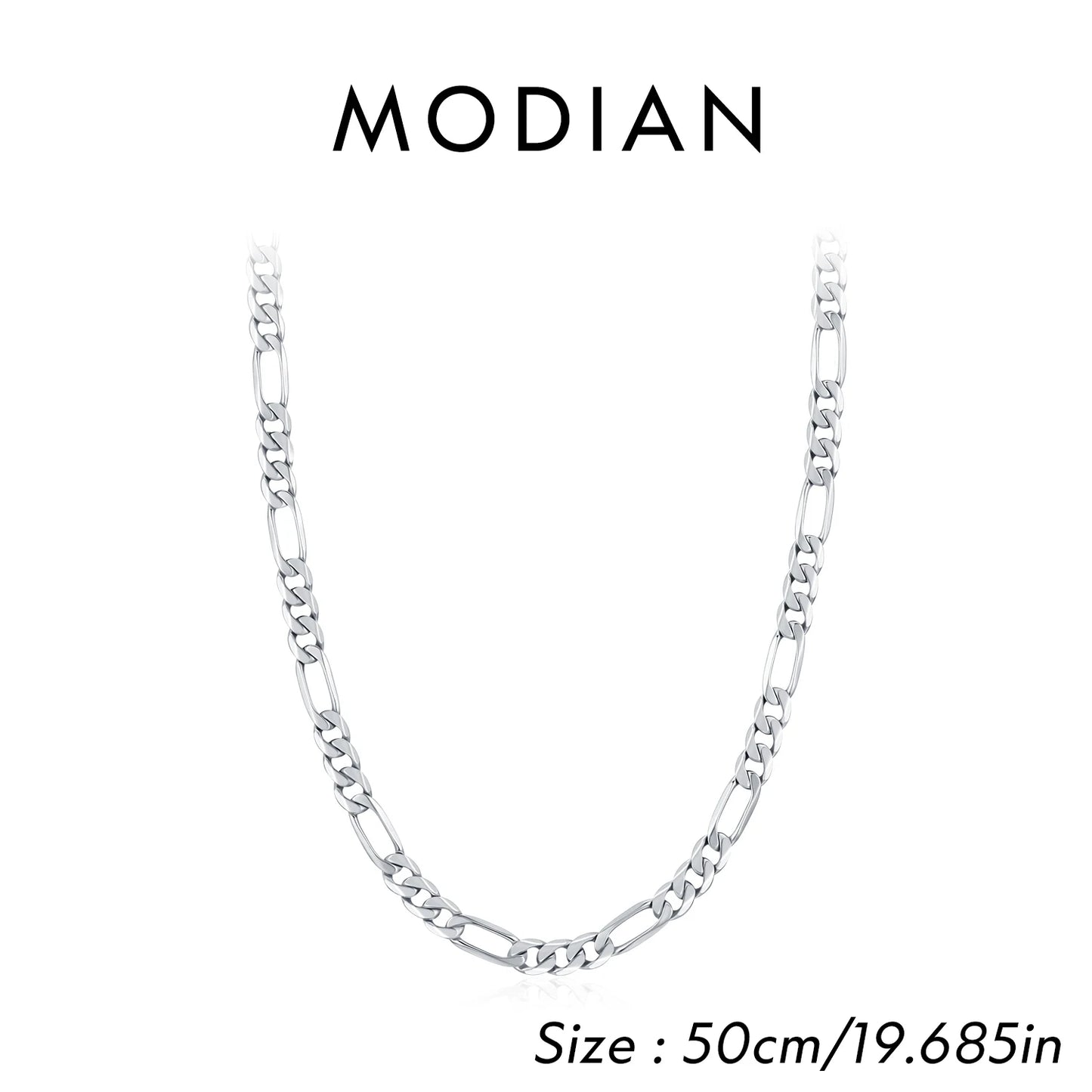Collar corto MODIAN de plata de ley 925 maciza con cadena Figaro geométrica simple para mujeres y hombres, joyería fina, regalos.