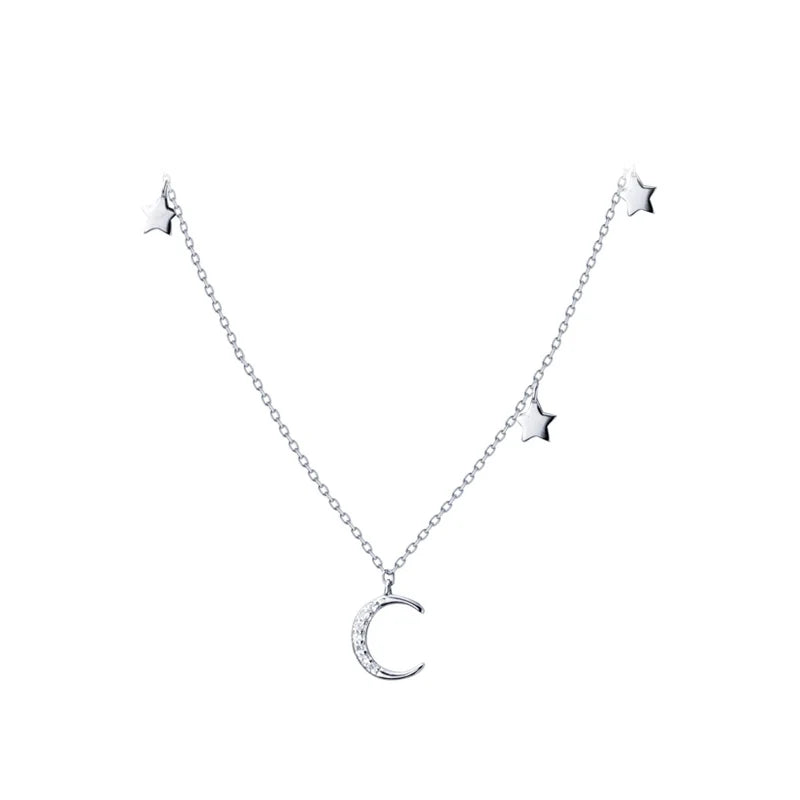 Gargantilla con colgante de luna y estrellas de Modian, collar clásico de lujo en plata de ley 925, joyería brillante para mujer.