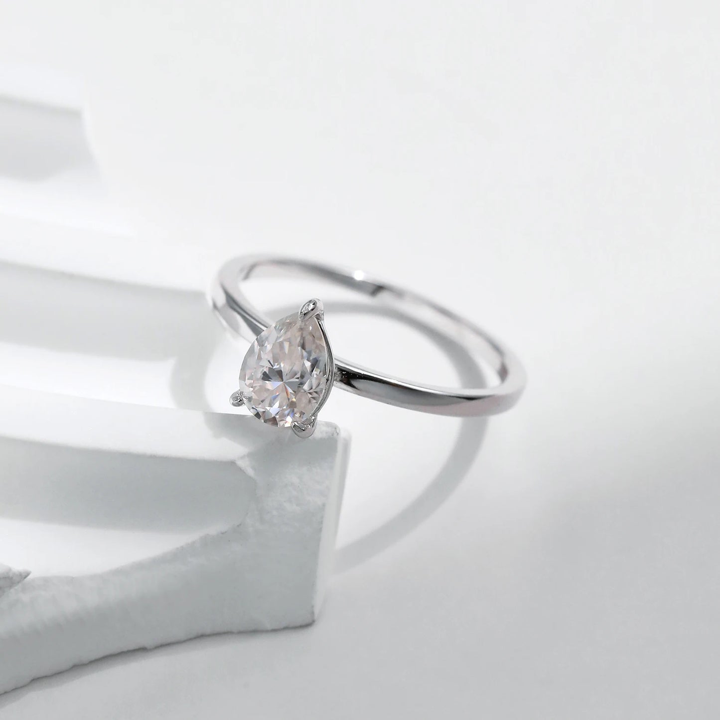 Anillo de moissanita MODIAN de corte pera en color D, plata de ley 925, con forma de gota de agua y diamantes de laboratorio, para mujer, joyería fina para bodas.
