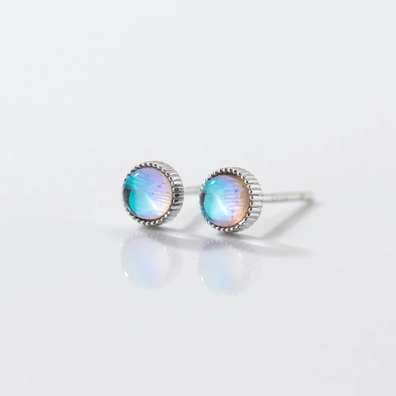 Modian 925 Sterling Silver Round Drop Oval Shape Exquisite Stud Earrings for Women Fine Jewelry Simple MoonStone Anniversary