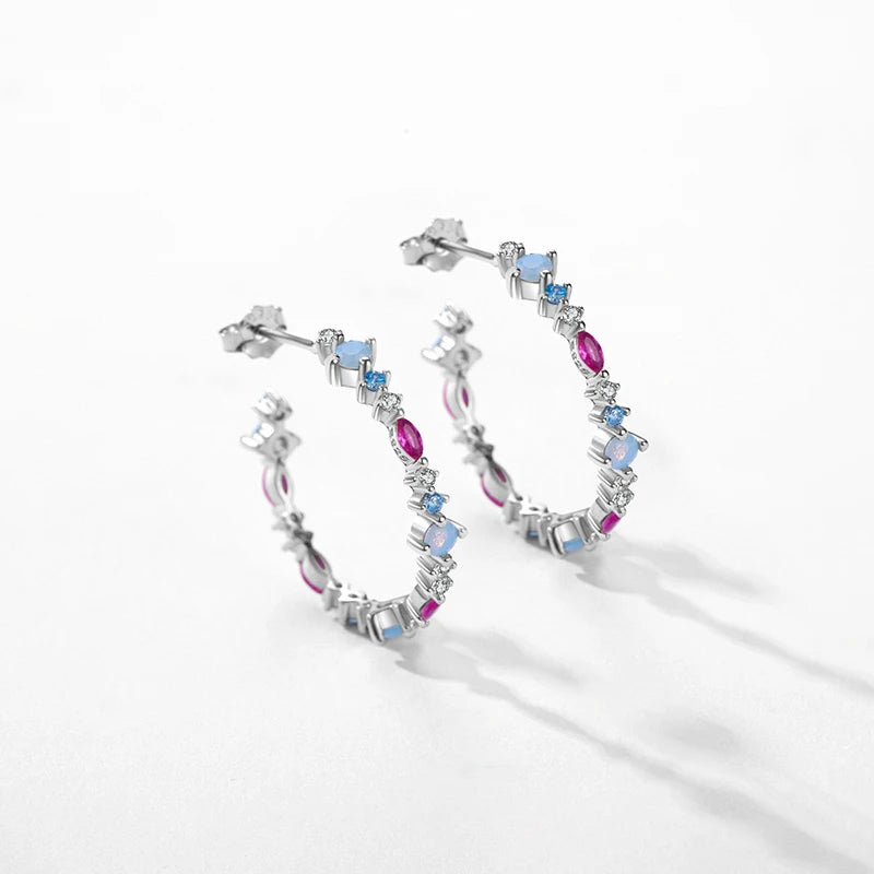 Pendientes Modian auténticos de plata de ley 925 con circonitas de color arcoíris para mujer, regalo de boda, joyería fina.