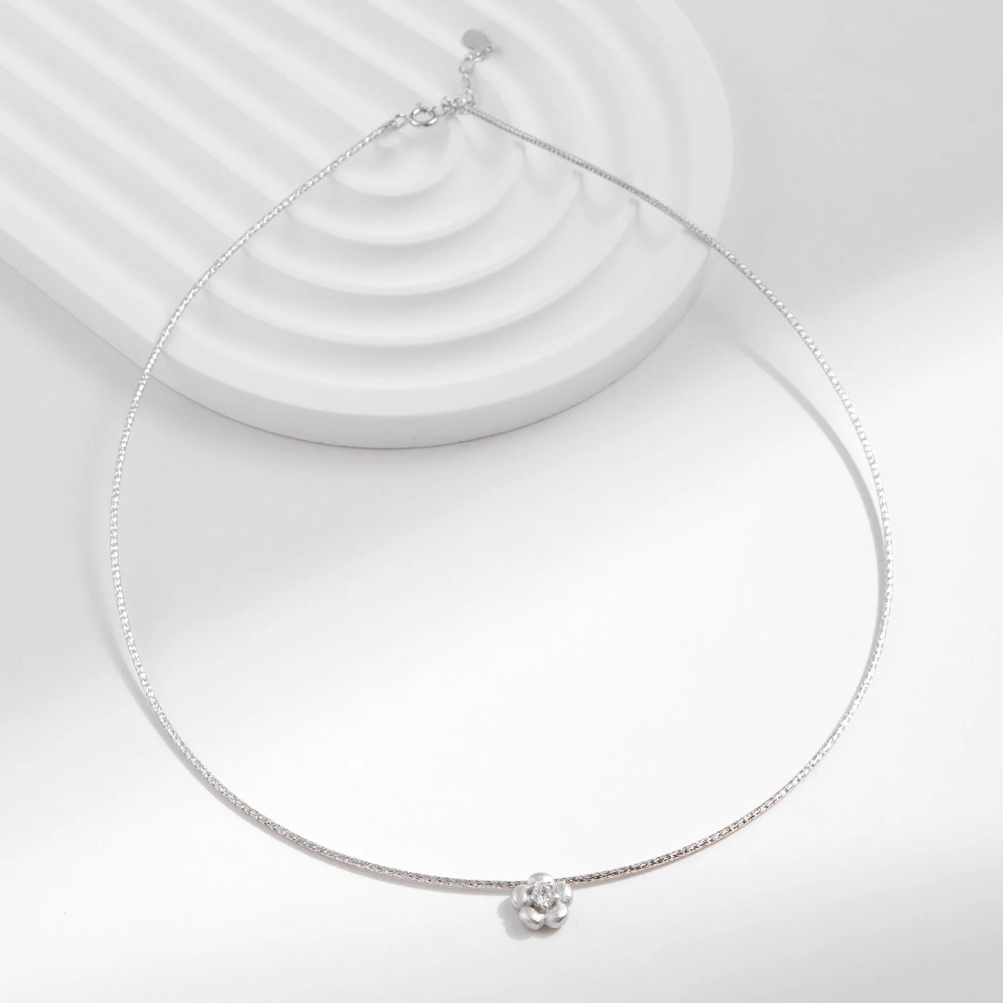 MODIAN Solid 925 Sterling Silver Fashion Frosted Flower CZ Snake Chain Pendant Necklace For Women Party Fine Jewelry