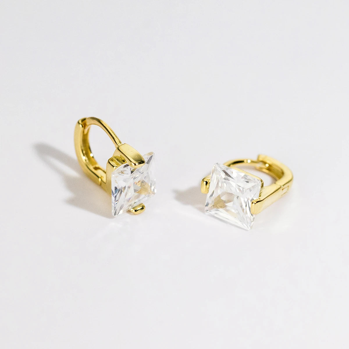 Modian Tiny Square CZ Gold Color Hoop Earrings for Women 925 Sterling Silver Small Ear Hoops Female Fashion Jewelry Bijoux