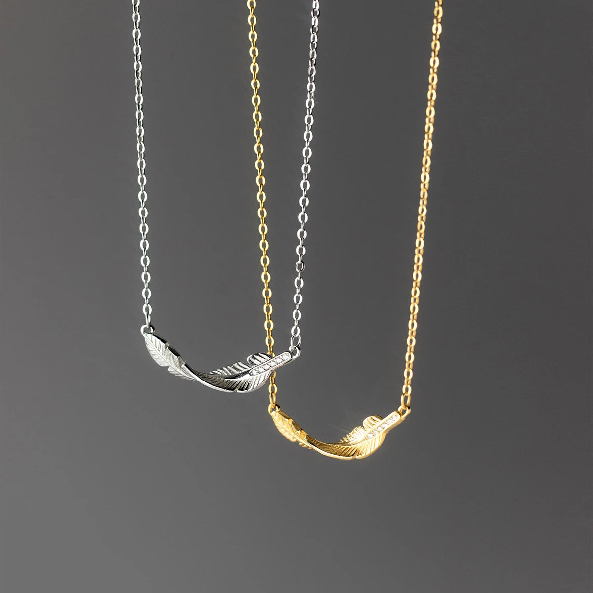 Collar con colgante geométrico de hoja de la suerte chapado en platino de Modian, cadena de eslabones de moda para mujer, ideal para el Día de San Valentín.