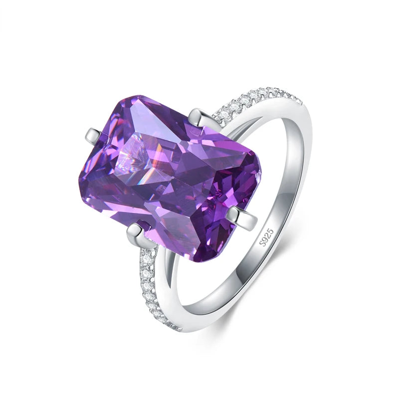 Anillos de lujo Modian de plata esterlina 925 100% rectangulares con circonitas transparentes 5A, joyería de aniversario y compromiso para mujeres, anillos de moda.