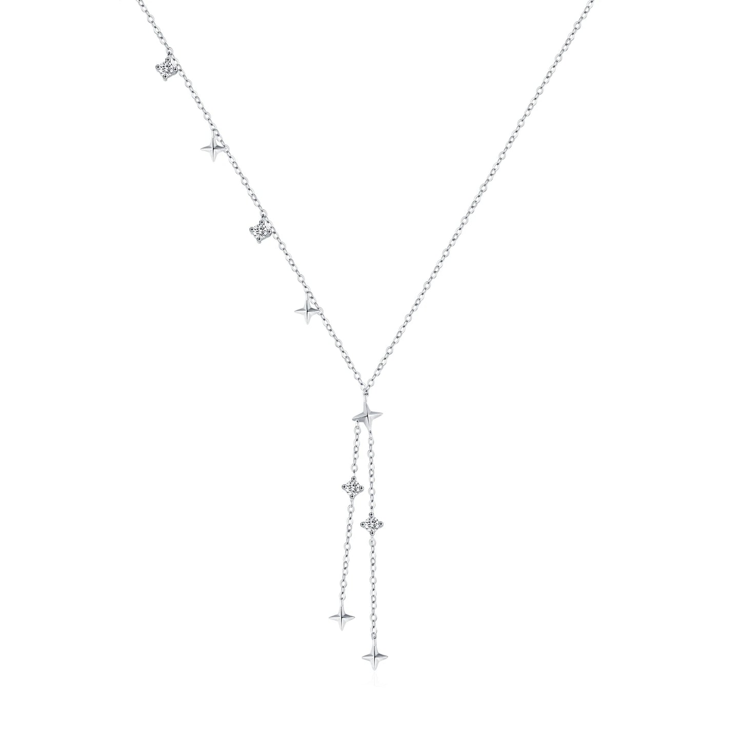 Collar con colgante de gargantilla en forma de Y de MODIAN en plata de ley 925 con estrellas brillantes para mujer, joyería fina para fiestas