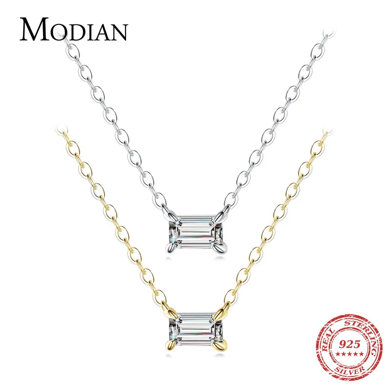 Collar con colgante de circonita AAA de plata esterlina 925 auténtica de Modian para mujer, collares de plata para mujer, joyería fina.