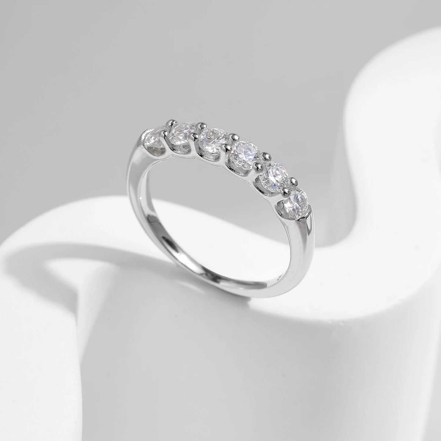 Anillo de moissanita redonda MODIAN D Color VVS1 EX, plata de ley 925, anillos de eternidad para mujer, boda, compromiso, joyería de lujo