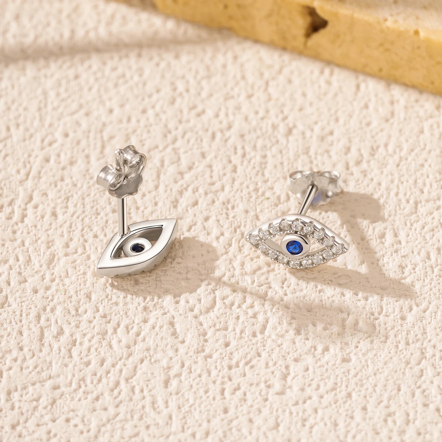 MODIAN 925 Sterling Silver Sparkle Zircon Ear Studs Delicate Blue Eyes Small Stud Earrings For Women Fine Jewelry