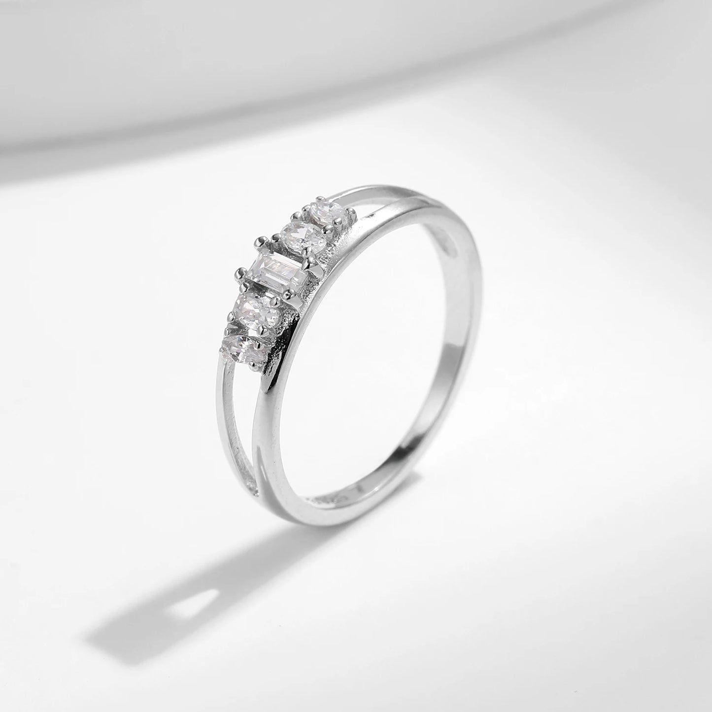 Anillo MODIAN de doble capa con circonita cúbica, plata esterlina 925 pura, anillo de moda para mujer con circonita cúbica, joyería fina