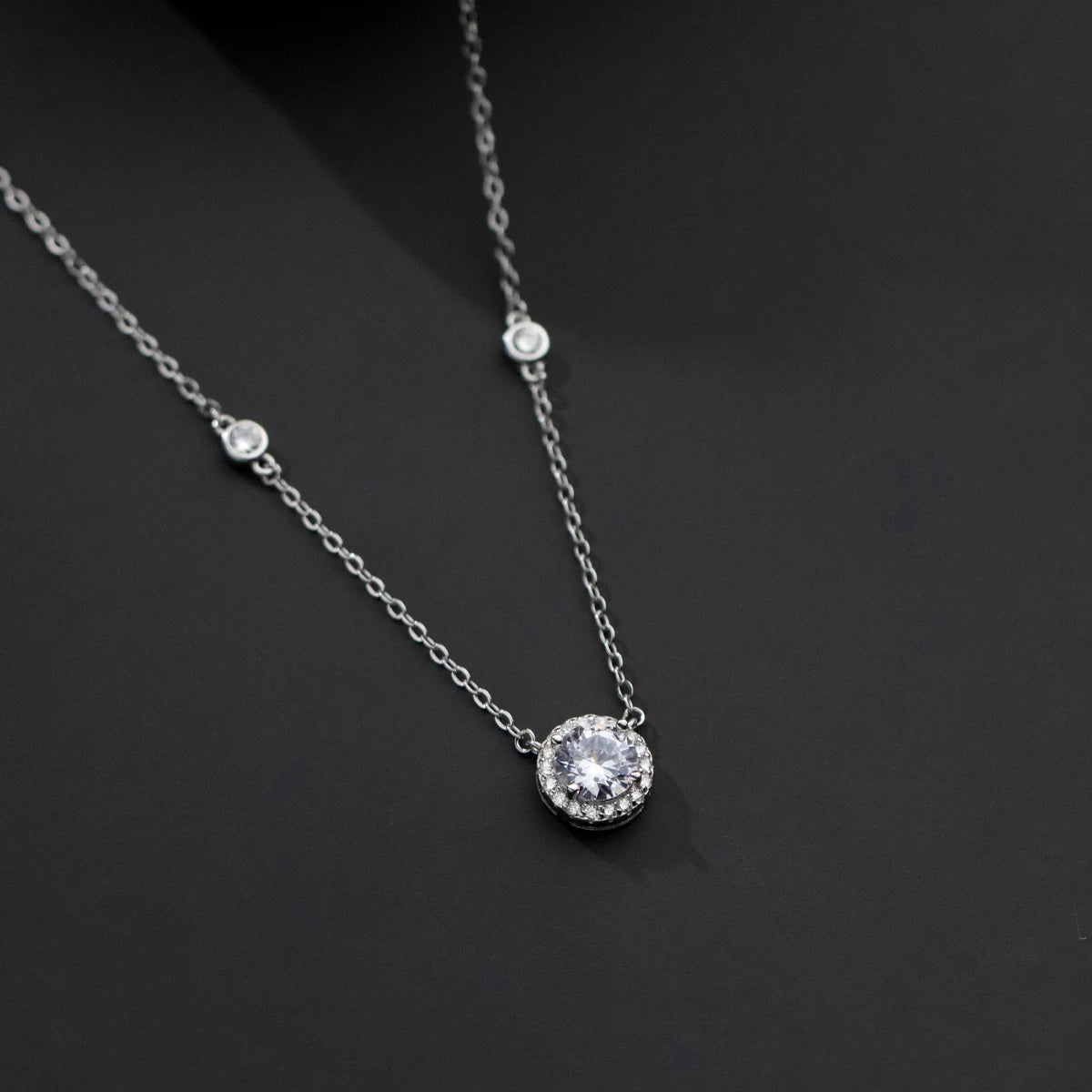 Collares MODIAN de plata de ley 925 con colgante de circonita cúbica redonda brillante de lujo, cadena de eslabones para boda, joyería fina para mujer, regalos.