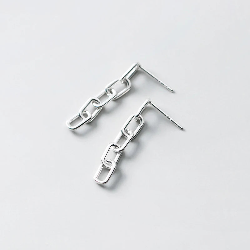Pendiente colgante geométrico de plata de ley 925 auténtica con diseño simple de cadena entrelazada de Modian para mujer, joyería fina del año