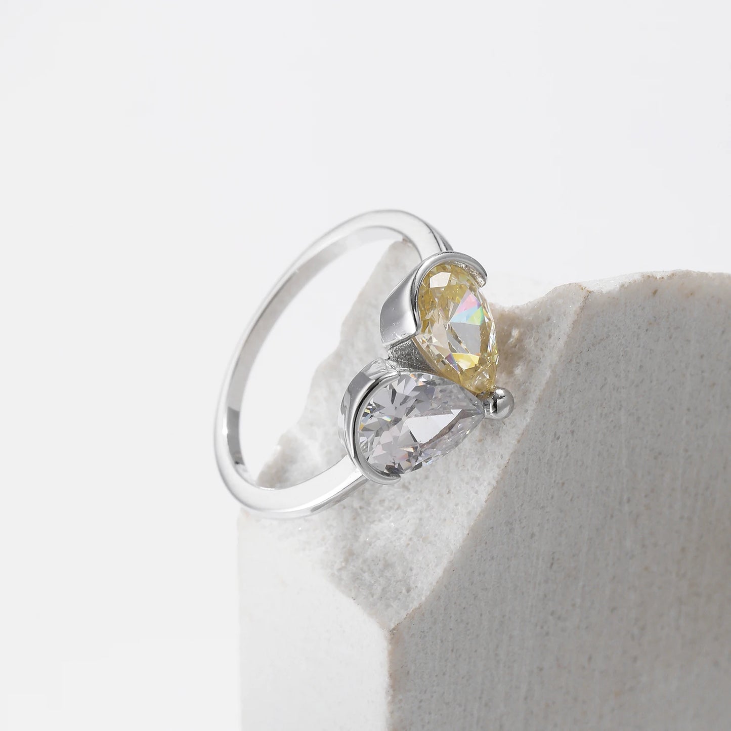 Anillo MODIAN de plata de ley 925 con forma de corazón romántico y delicado anillo de gota de agua con piedra de circonita cúbica para mujer, joyería fina para boda, regalo