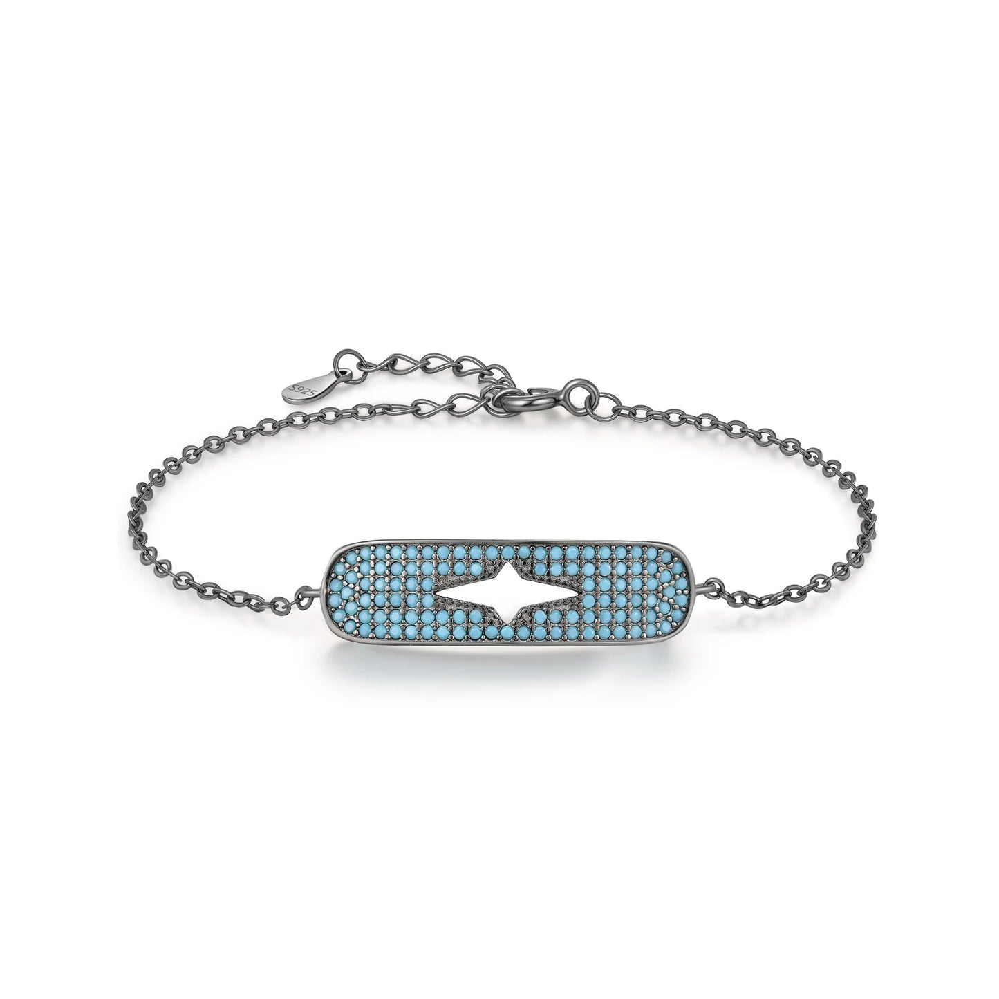 MODIAN Original Hollow Starlight Bracelet 925 Sterling Silver Turquoise Black Punk Link Chain Bracelet For Women Fine Jewelry