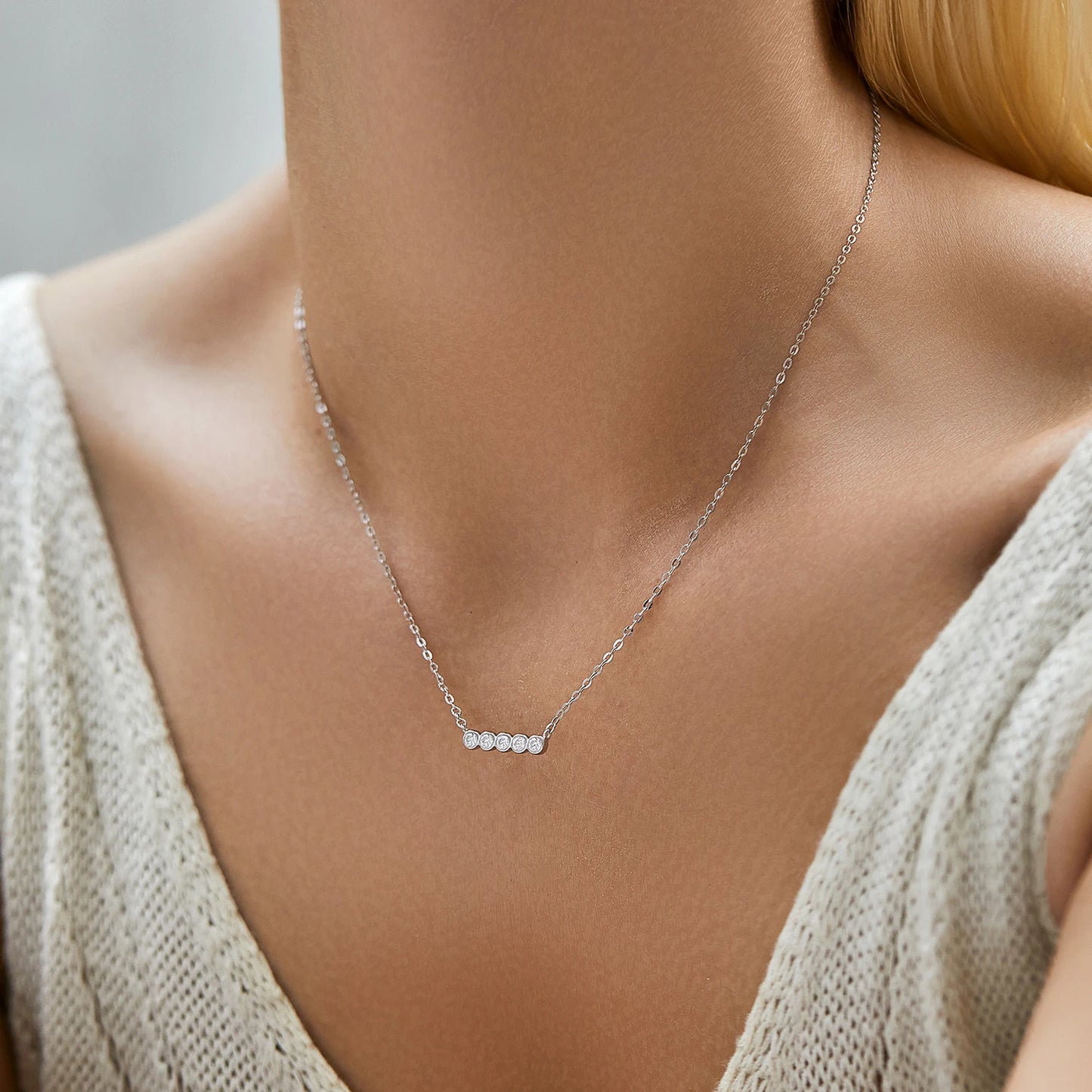 Collar con colgante apilable de moissanita de color D de MODIAN, plata de ley 925, cadena de eslabones con diamantes de laboratorio, joyería para mujer, regalo de lujo