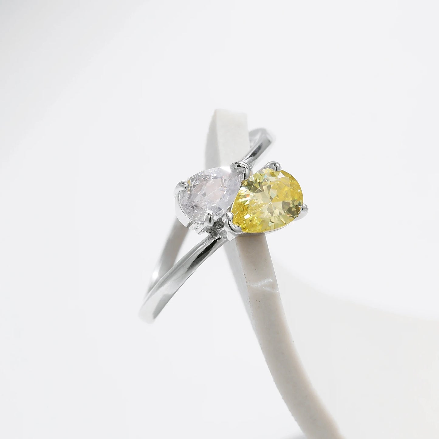 Anillo MODIAN de plata de ley 925 con forma de gota de agua y circonita cúbica, chapado en oro blanco, para mujer, joyería de fiesta, regalo