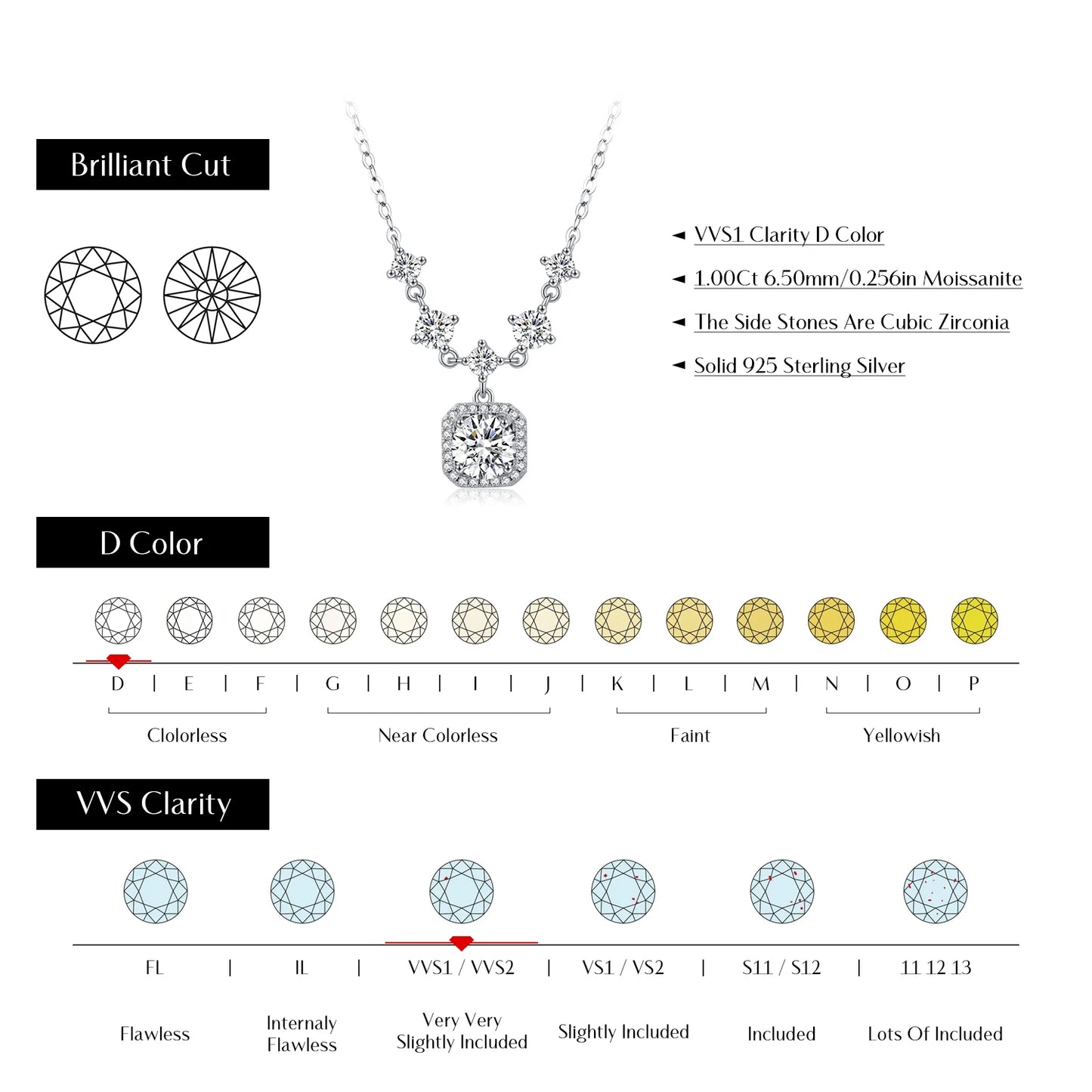 Collar y pulsera con dije geométrico de lujo de plata de ley 925 de moissanita color D de MODIAN para mujer, conjunto de joyas de boda con estilo