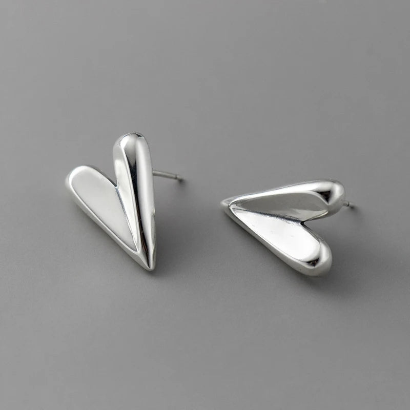 Modian 925 Sterling Silver Irregular Fashion Hearts Stud Earrings For Women Stackable Exquisite Ear Studs Classic Fine Jewelry