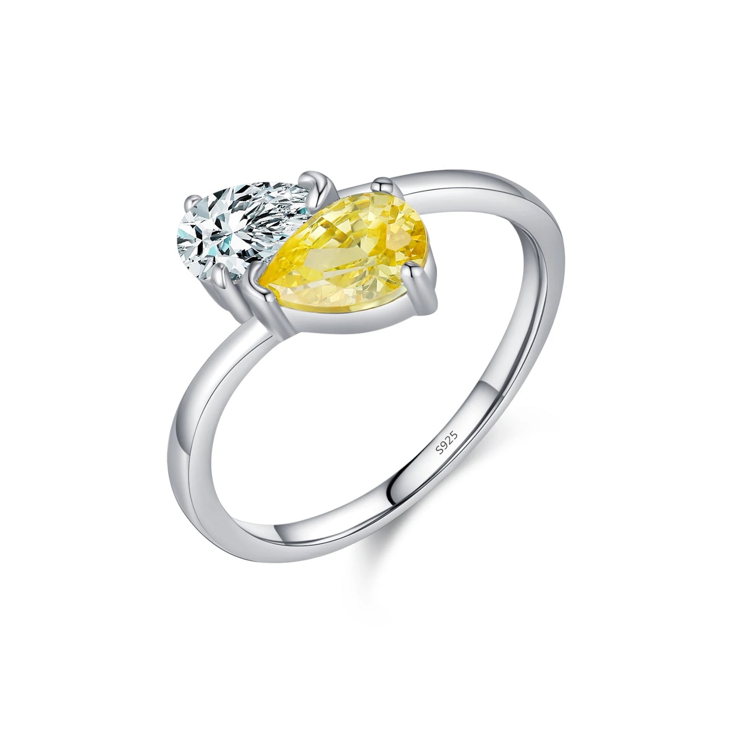 Anillo MODIAN de plata de ley 925 con forma de gota de agua y circonita cúbica, chapado en oro blanco, para mujer, joyería de fiesta, regalo
