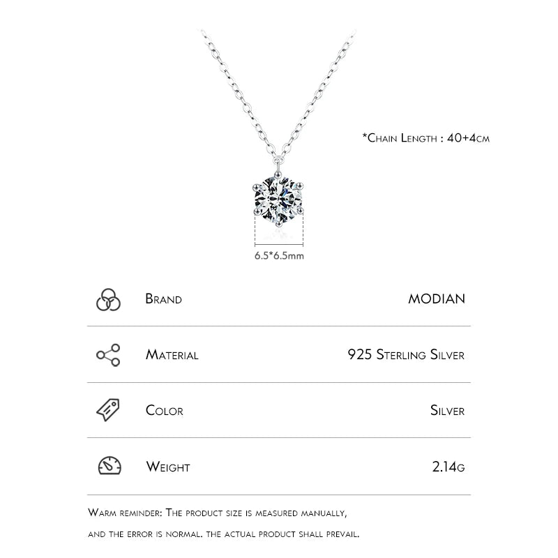 Collar Modian de plata de ley 925 con colgante de circonitas redondas brillantes de 1 quilate y diez corazones, joyería clásica de boda para mujeres.
