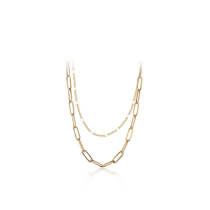 Collar de cadena de eslabones geométricos de doble capa de plata esterlina 925 de Modian Classic Fashion para mujer, accesorios de joyería fina para fiestas