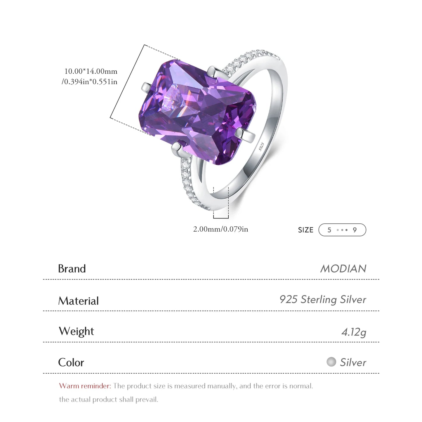 Anillos de lujo de plata de ley 925 de Modian Instagram, nuevos y clásicos, para mujer, joyería de aniversario y compromiso, anillo de plata.