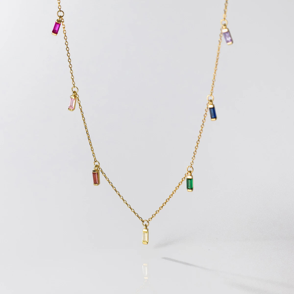 Collar Modian de plata de ley 925 con circonita arcoíris y gypsophila para mujer, cadena larga de moda, chapado en platino, joyería fina, regalo