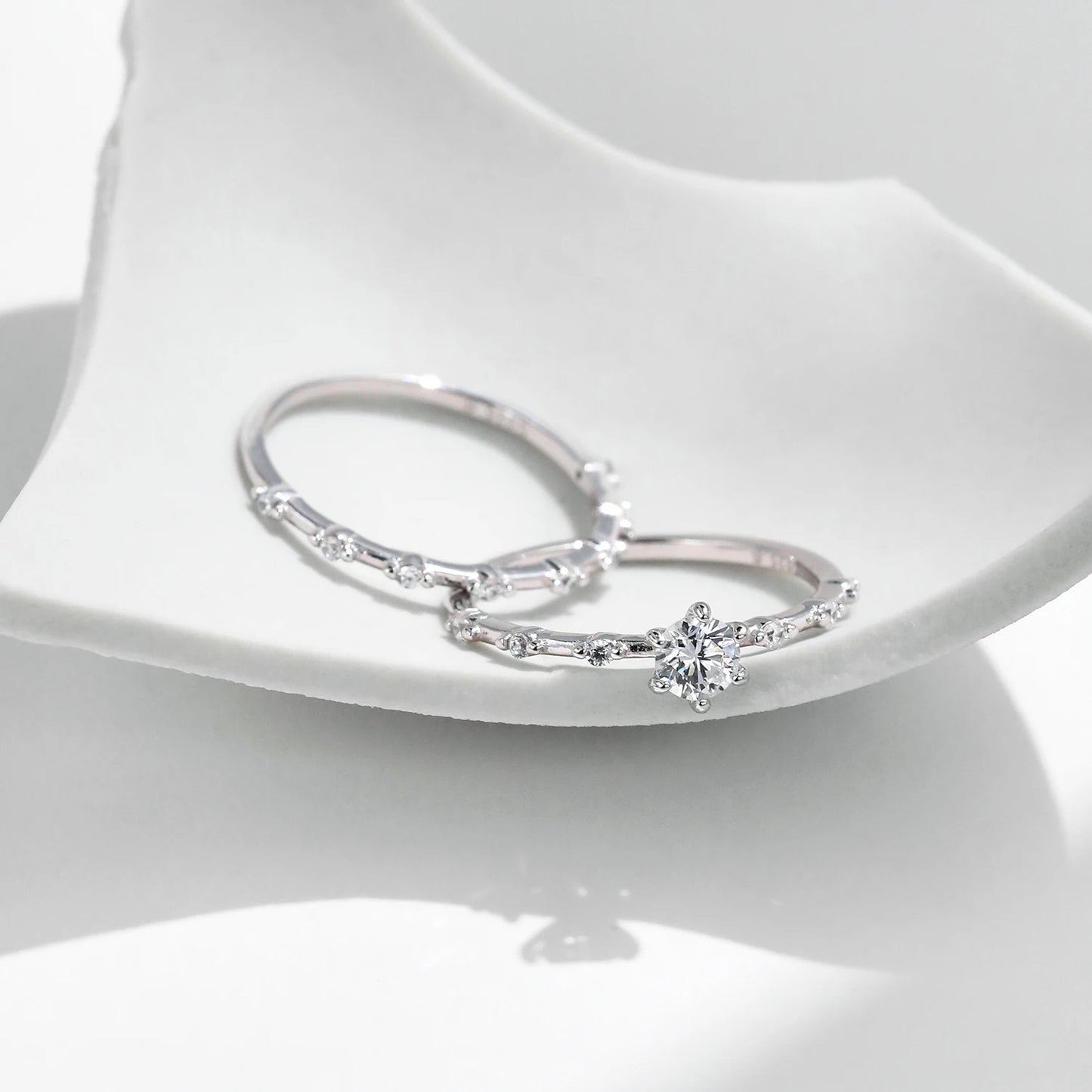Anillo de boda de moissanita color D de MODIAN, plata de ley 925, anillo de eternidad con diamantes de laboratorio, apilable, exquisita joyería para mujer, regalo