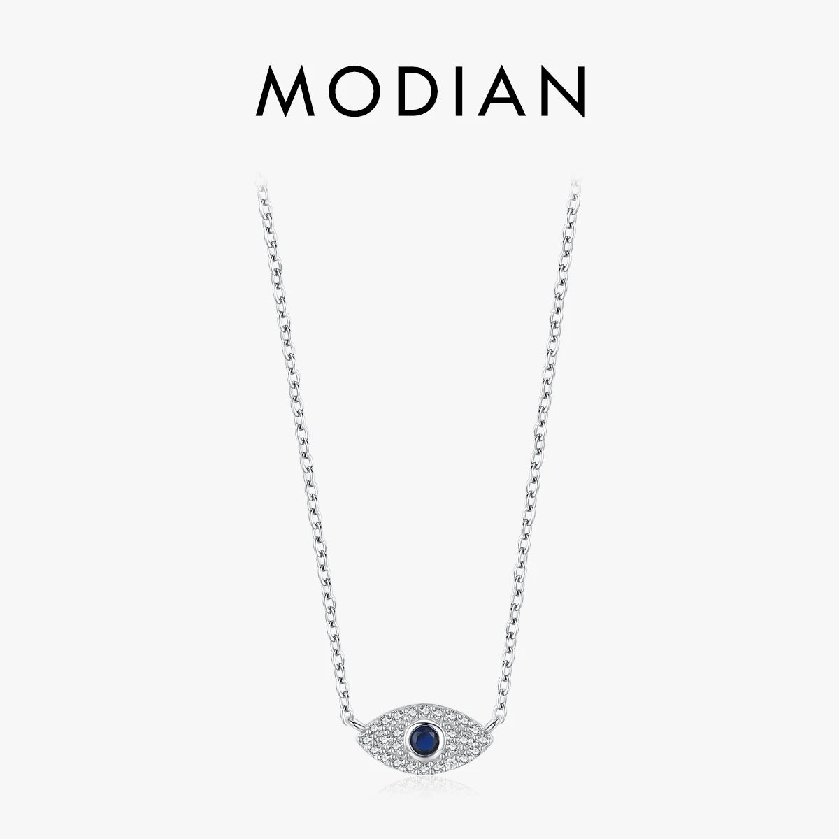 MODIAN 925 Sterling Silver Mysterious Blue Eyes Pendant Necklace Clavicle Chain Link For Women Party Fine Jewelry Birthday Gift