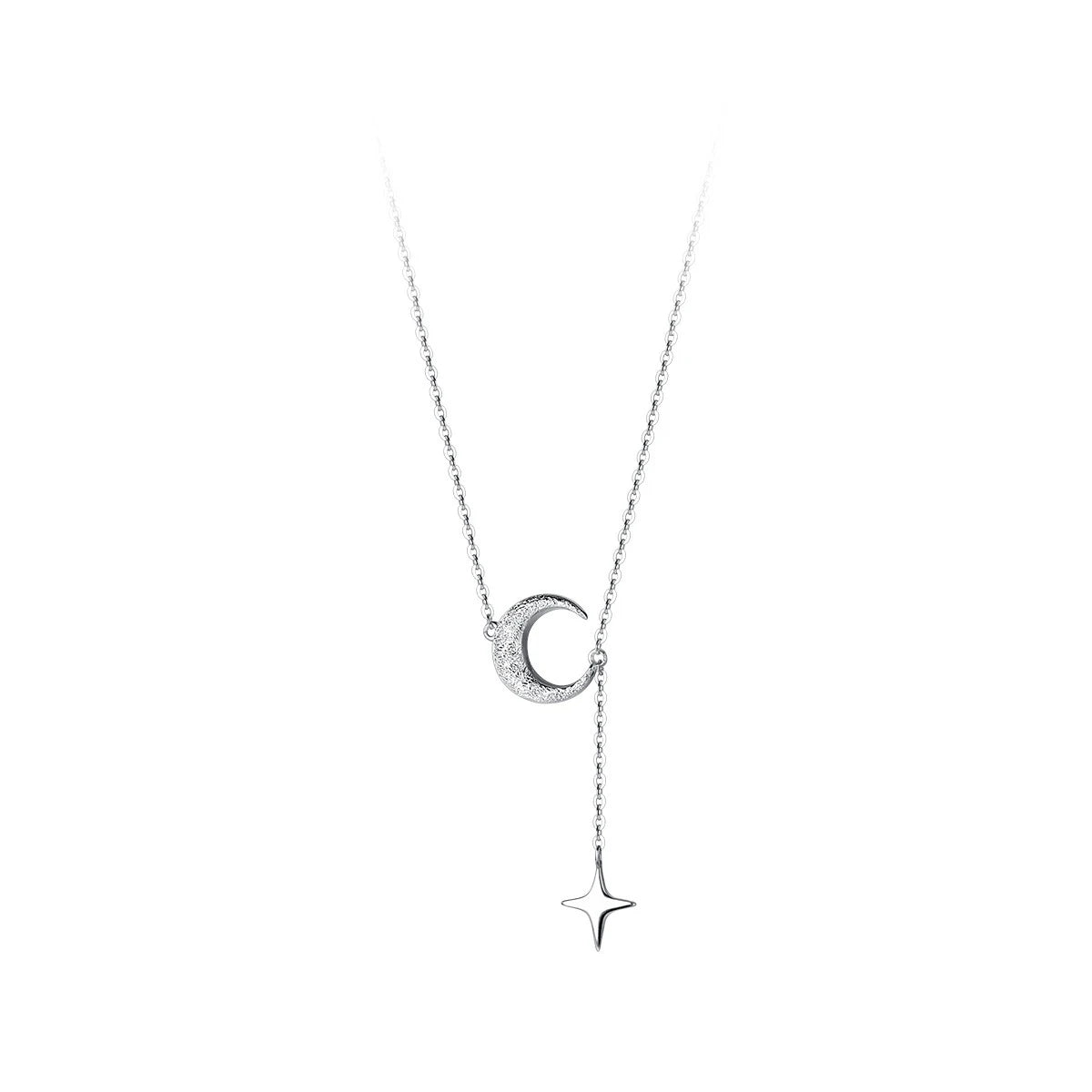 Collar con colgante de luna y estrella de MODIAN en plata de ley 925 para mujer, gargantilla sencilla con cadena de estrellas chapada en platino, regalo de joyería